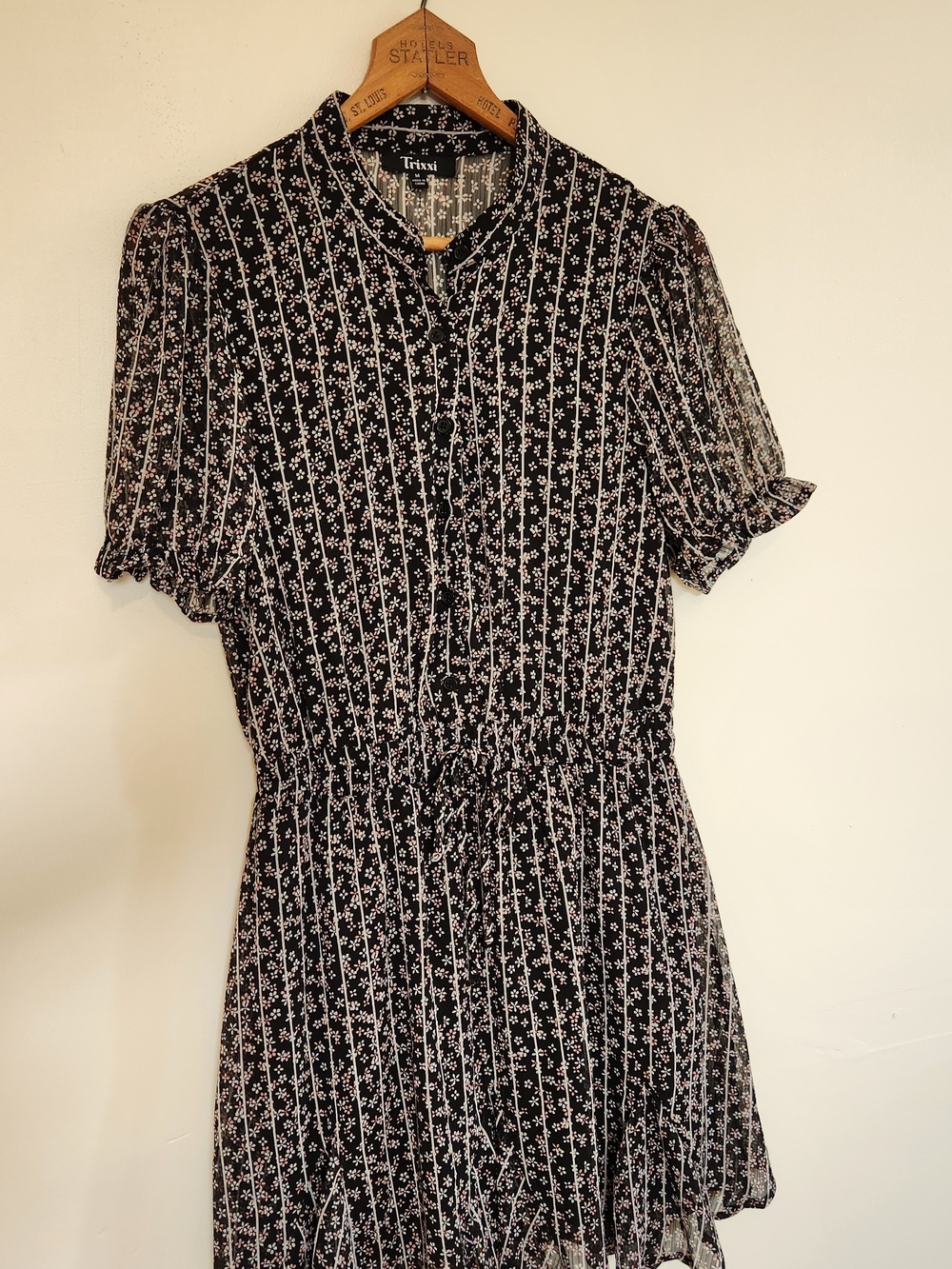 Trixxi Black Floral Button-Front Dress